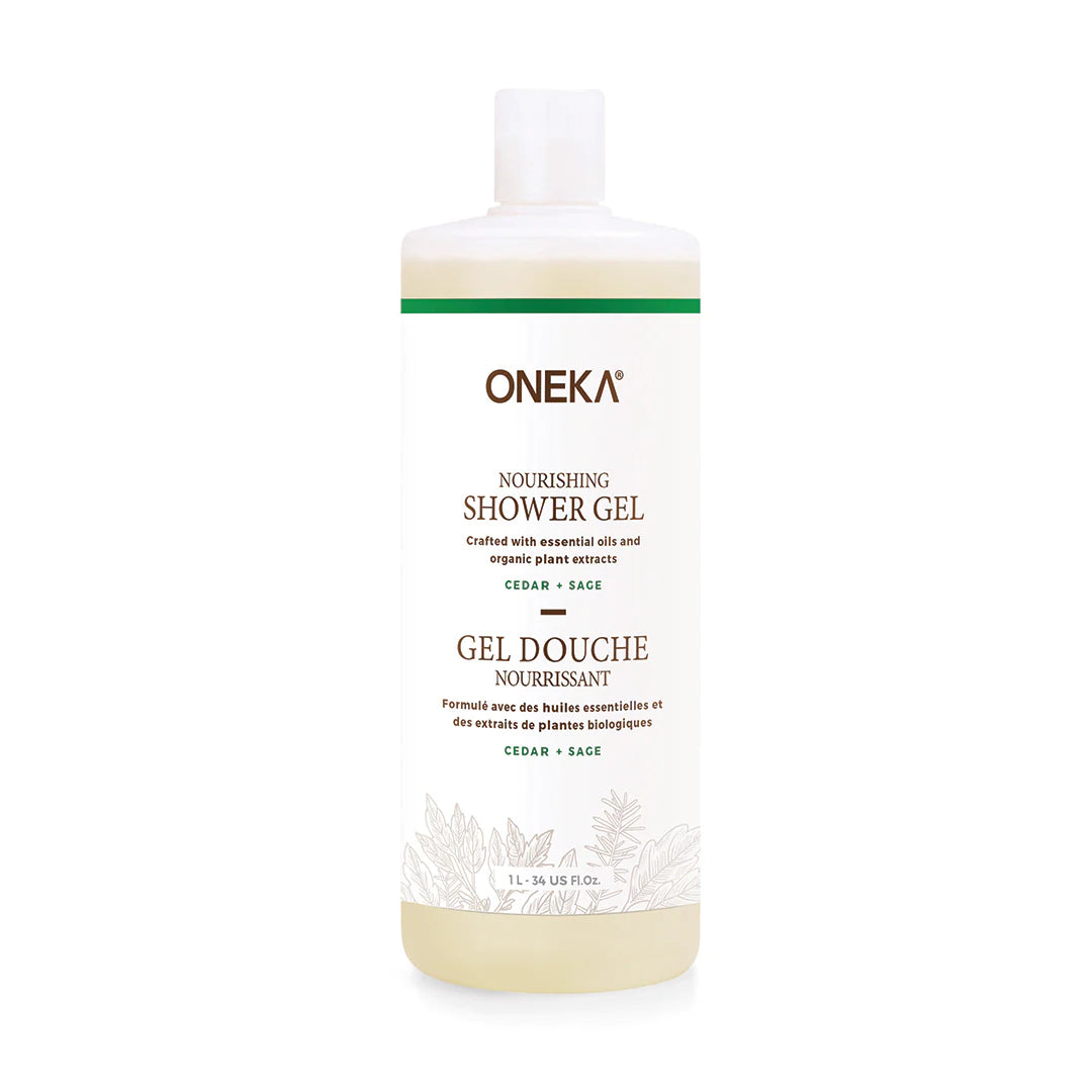 Oneka Gel de douche Soins corporels Oneka 1 litre Cèdre et sauge 