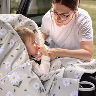 Naélie Poncho pour siège d&#39;auto Accessoires Naélie - Doux comme une maman Marguerites  