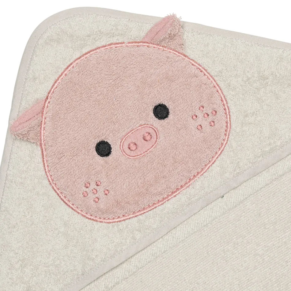 Perlimpinpin Serviette à capuchon pour bébé Bain Perlimpinpin Cochon